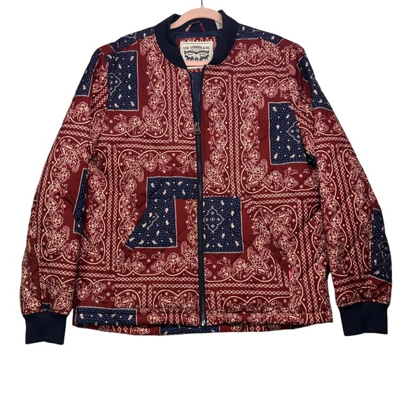 Levi Strauss & Co Other - Y2K Levi Strauss & Co Mens Quilted Bomber Jacket Bandana Print L Statement Piece